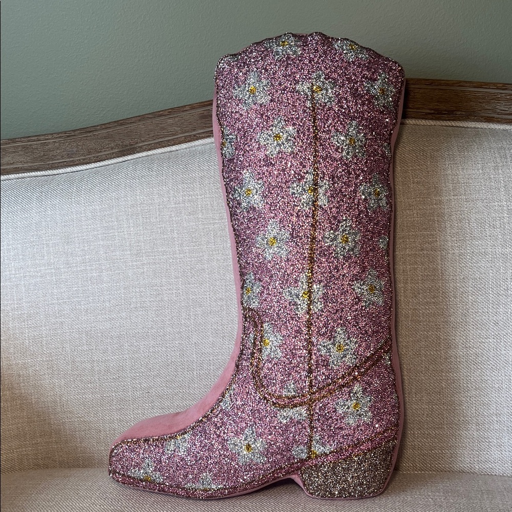Sparkles Home Pink Daisy Luminous Rhinestone Cowgirl Boot Pillow